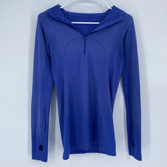 lululemon athletica Tops - Lululemon Hoodie Royal Blue w/ Hood and Thumbholes